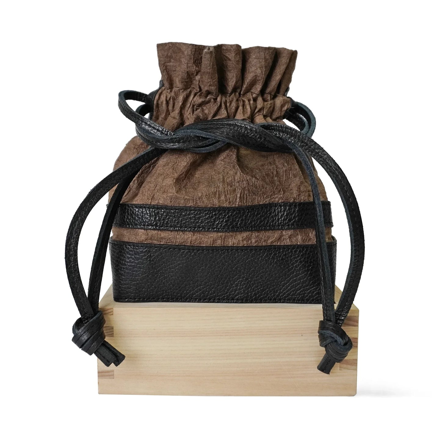 Yorokobi - 慶 - (Masu Drawstring Bag / 柿渋染め和紙 ) - Large -