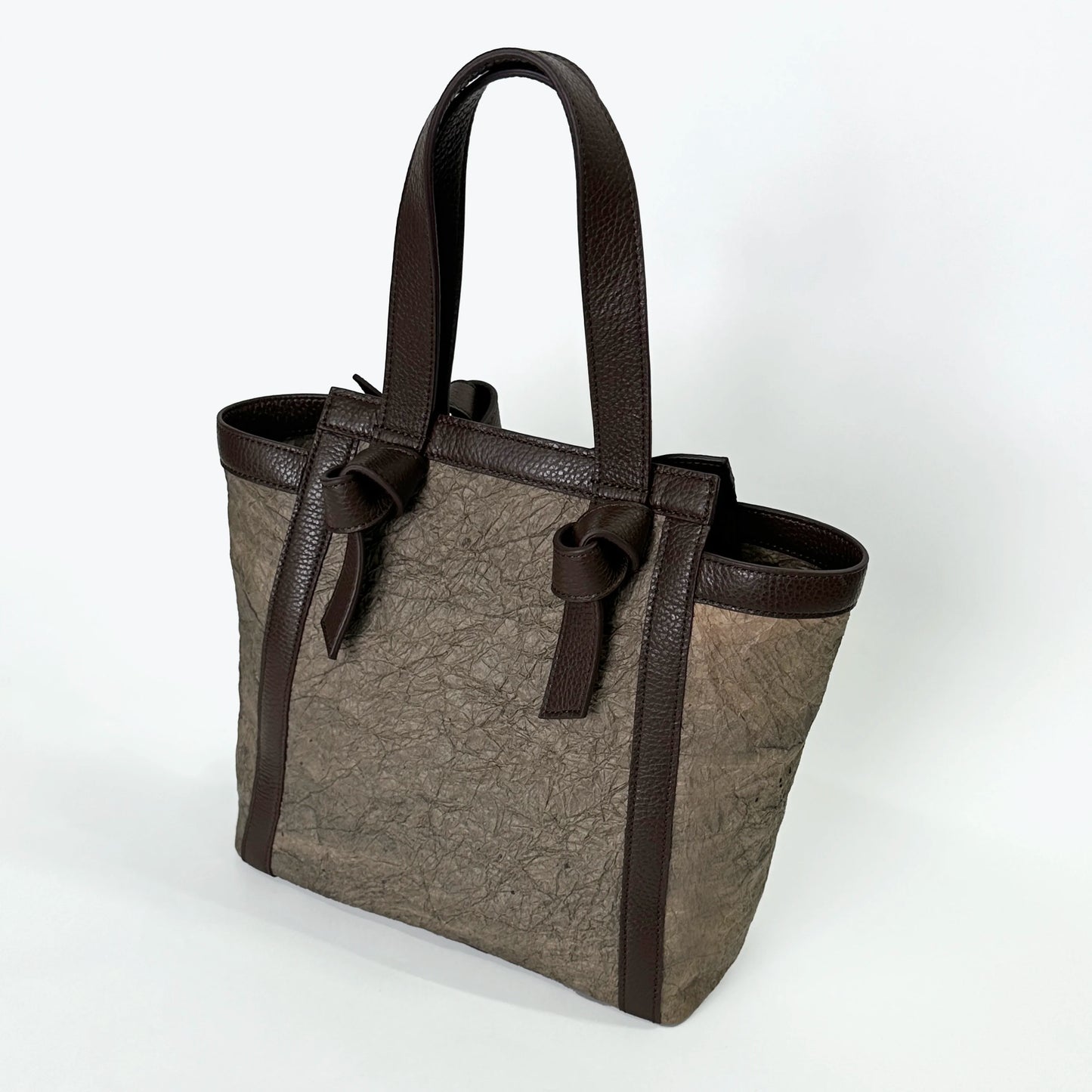Yoi - 宵 - (Leather Knot Bag / 柿渋染め和紙)