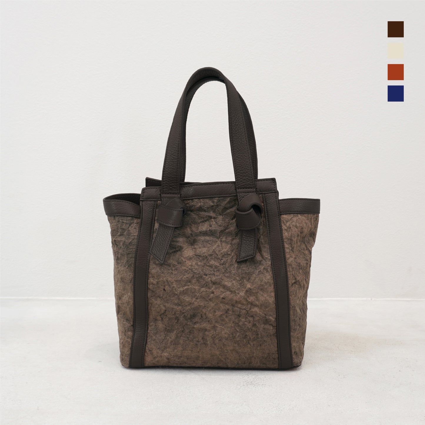 Yoi - 宵 - (Leather Knot Bag / 柿渋染め和紙)
