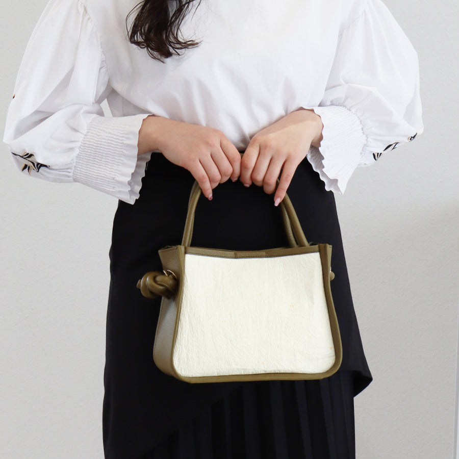 Kokoro - 心 - (Knot Handle Bag / 金箔漉き込み和紙 )