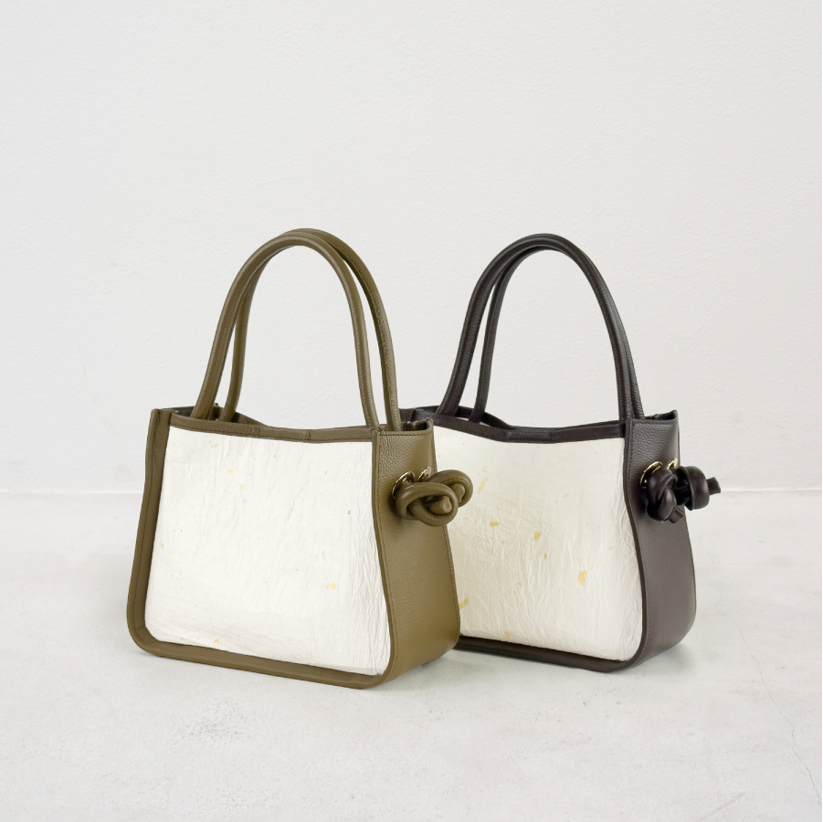 Kokoro - 心 - (Knot Handle Bag / 金箔漉き込み和紙 )