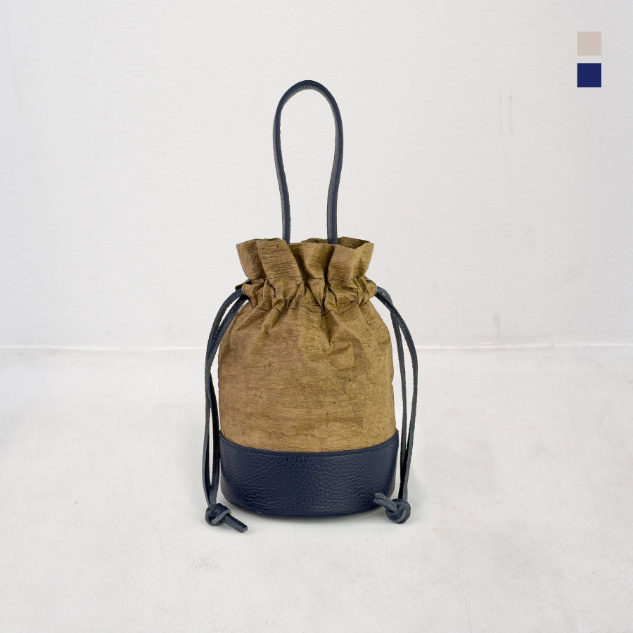 Kanade - 奏 - (Mini Drawstring Bucket Bag / 柿渋染め和紙)