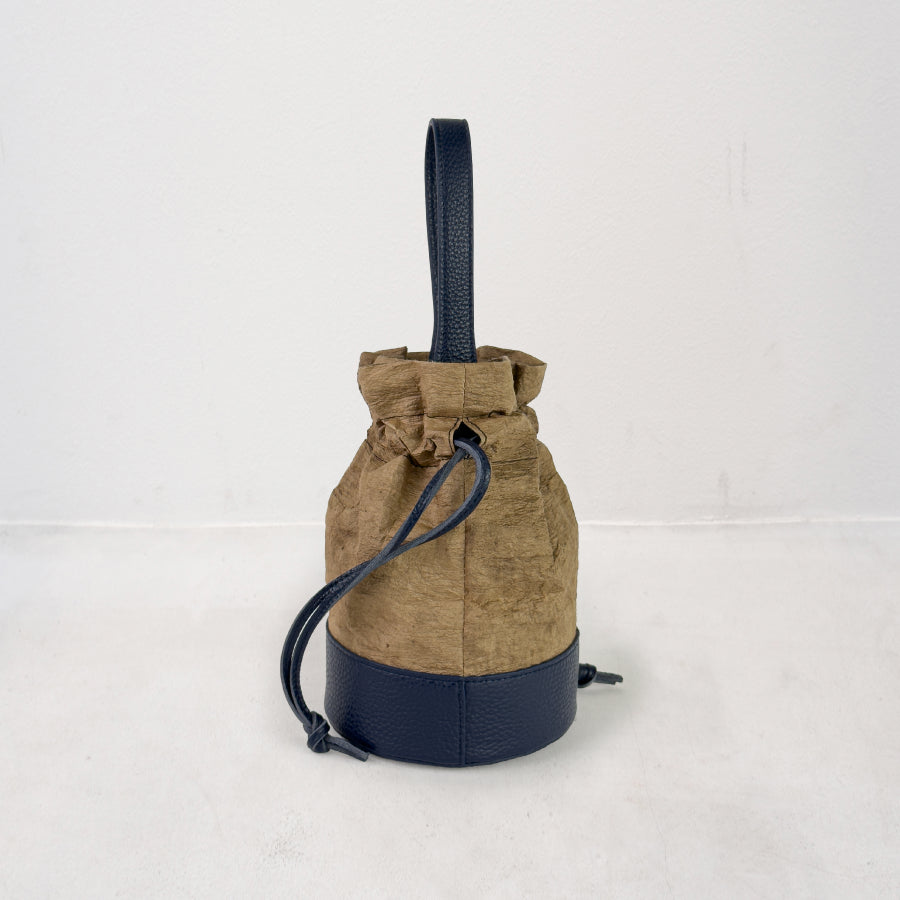 Kanade - 奏 - (Mini Drawstring Bucket Bag / 柿渋染め和紙)