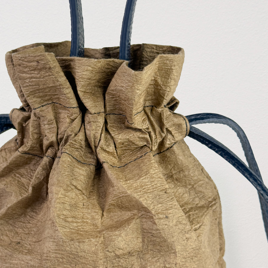 Kanade - 奏 - (Mini Drawstring Bucket Bag / 柿渋染め和紙)