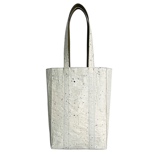 Minimal design tote bag with paper on all surfaces combination of Japanese Washi paper and cowhide leather