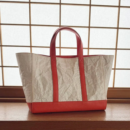 Tote bag Japanese Washi paper with cowhide leather