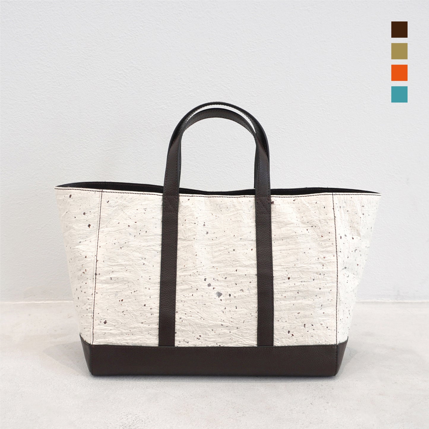 Bolso tote de papel washi japonés con cuero genuino