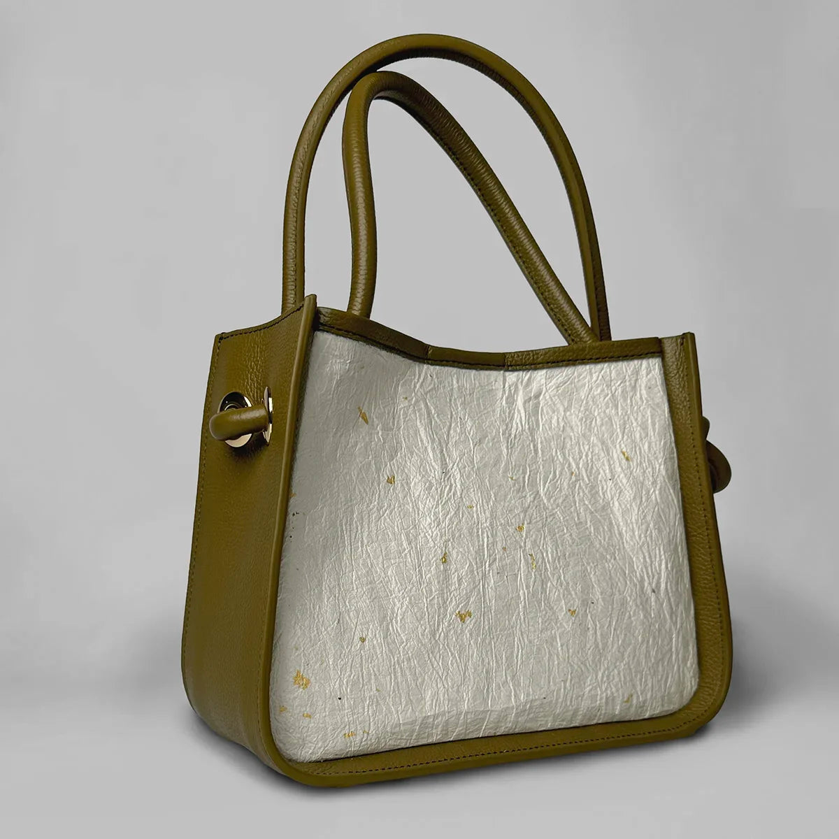 Knot handle bag genuine gold leaf-infused Japanese Washi paper with Italian leather