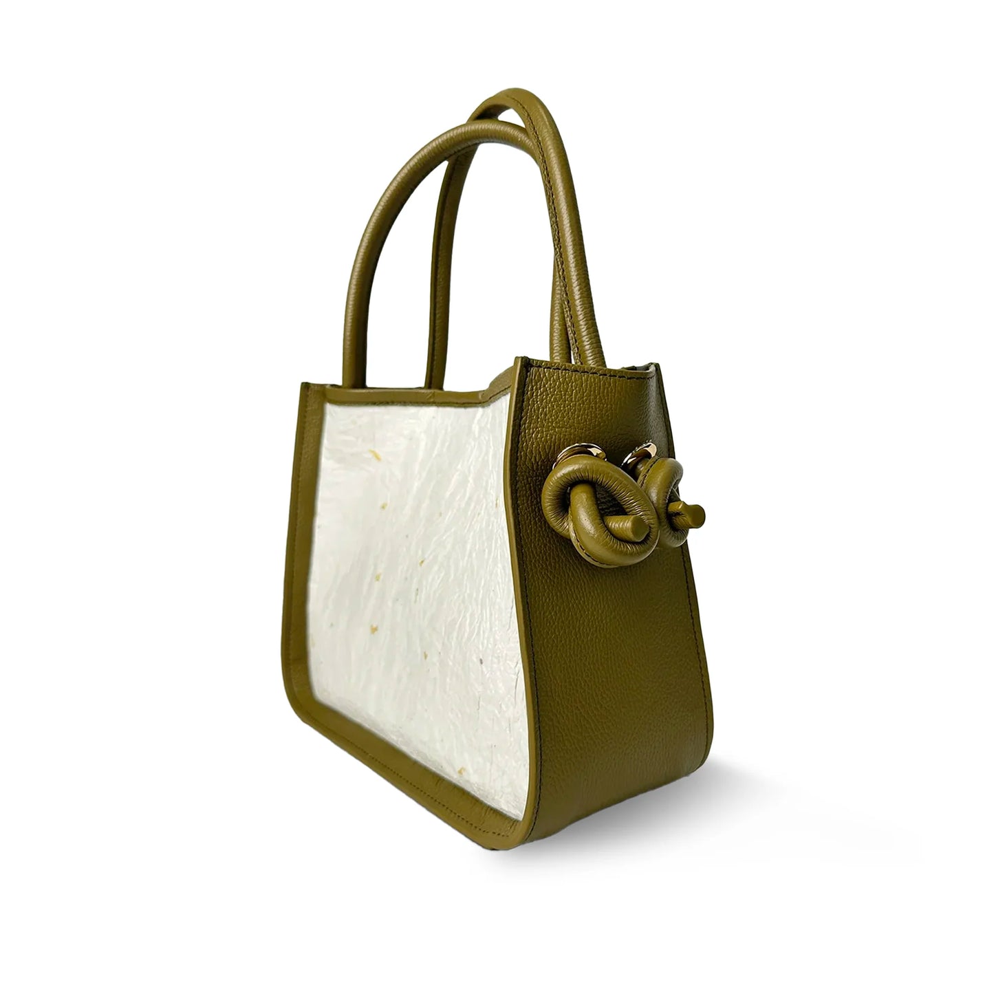 Knot handle bag genuine gold leaf-infused Japanese Washi paper with Italian leather