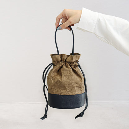 Kanade － 奏 － （Mini Drawstring Bucket Bag / 柿渋染め和紙）