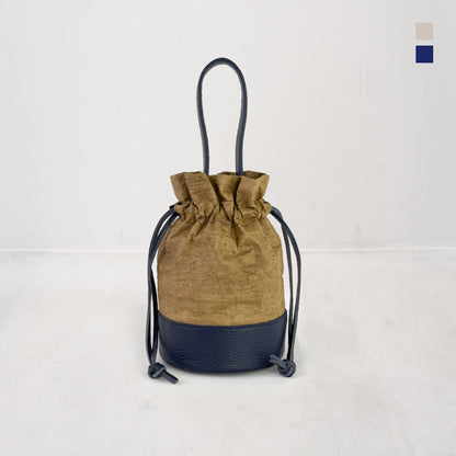 Kanade － 奏 － （Mini Drawstring Bucket Bag / 柿渋染め和紙）