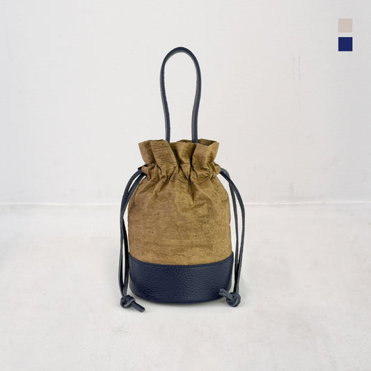 Kanade － 奏 － （Mini Drawstring Bucket Bag / 柿渋染め和紙）