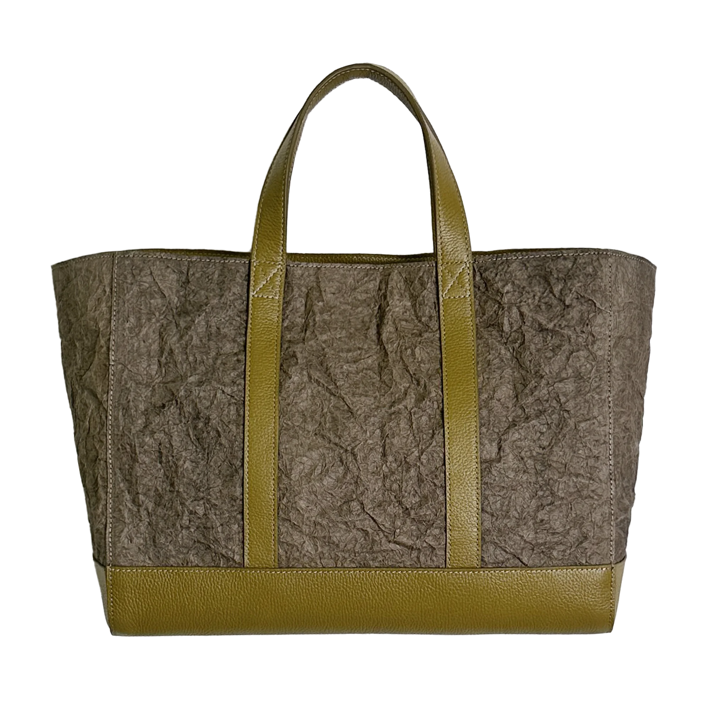 Tote bag Japanese Washi paper dyed with persimmon tannin (kakishibuzome) and genuine leather