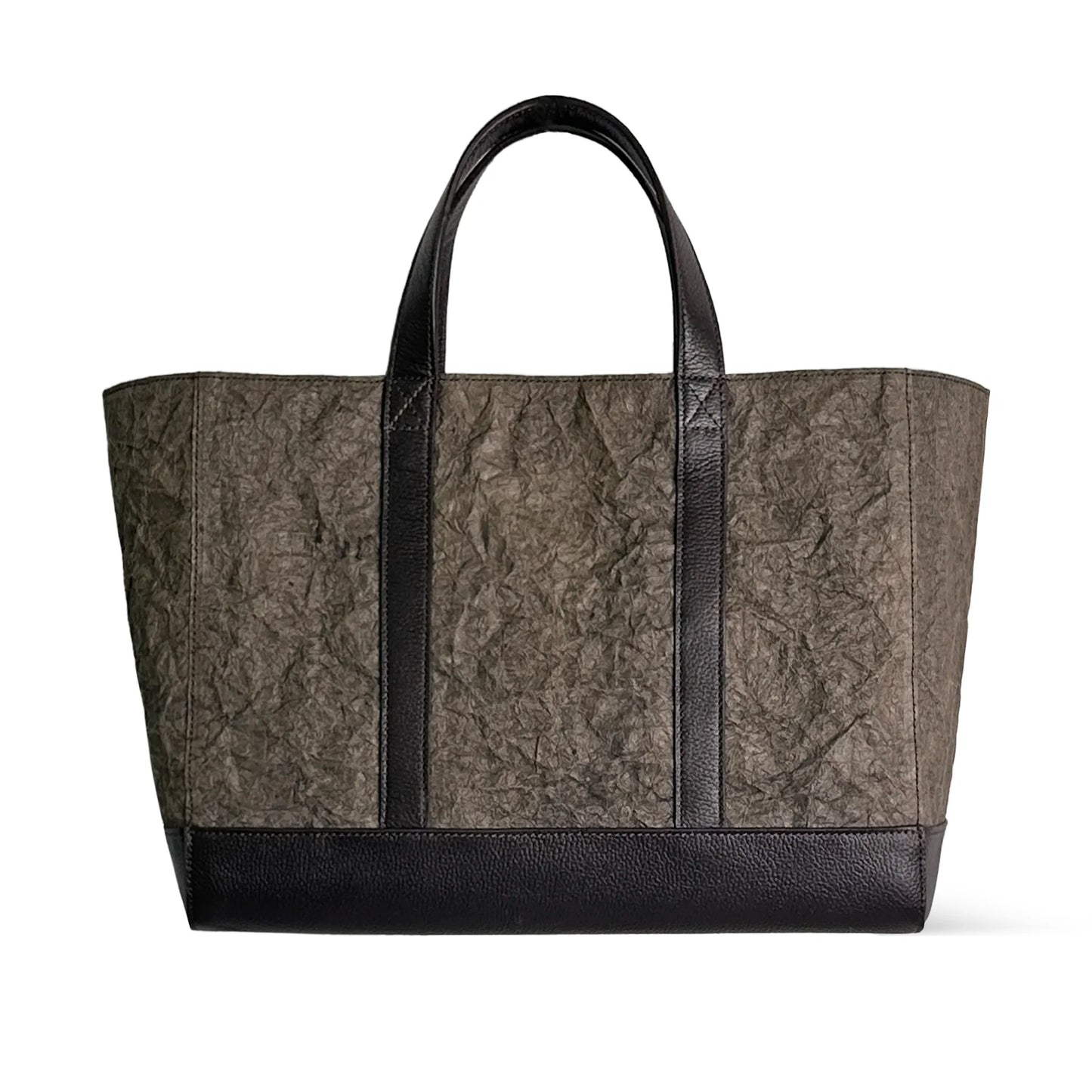 Tote bag Japanese Washi paper dyed with persimmon tannin (kakishibuzome) and genuine leather