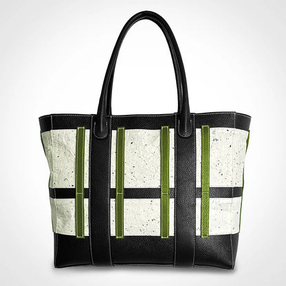 Customizable lattice design tote bag Japanese Washi paper with cowhide