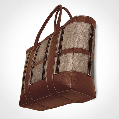 Customizable lattice design tote bag Japanese Washi paper with cowhide