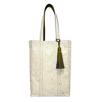 Sac fourre-tout au design minimaliste avec washi sur toutes les surfaces, combinaison de papier washi japonais et de cuir véritable