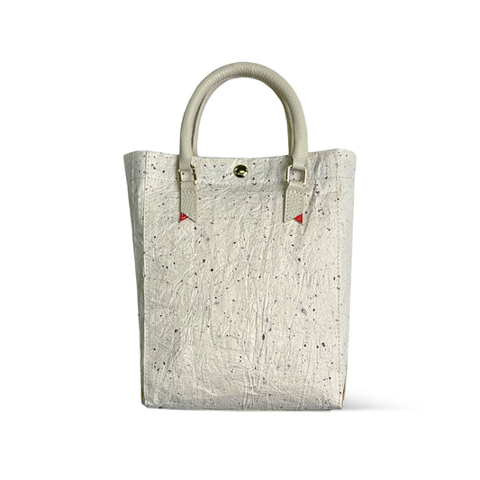 Mini shopper bag with paper on all surfaces combination of Japanese Washi paper and cowhide leather