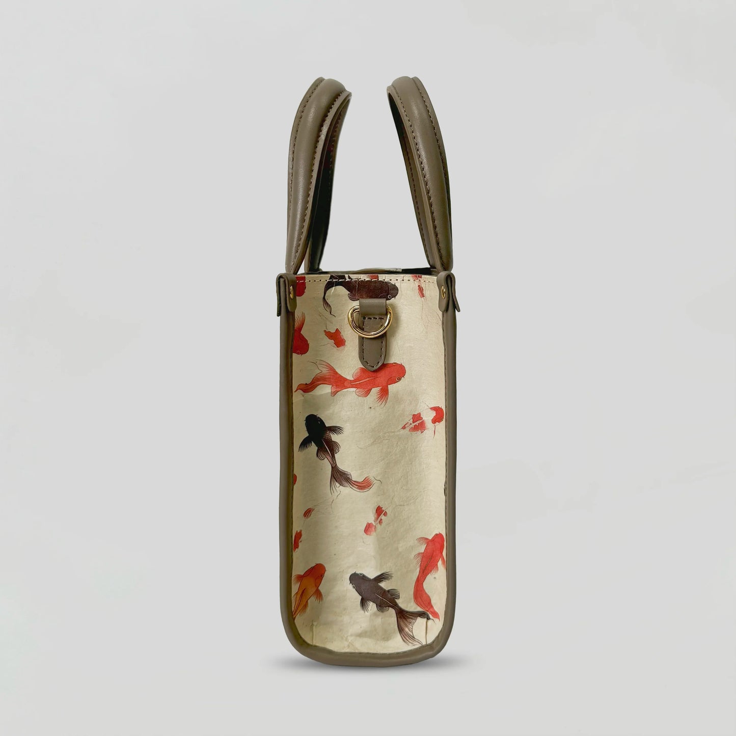 Artistic printed smartphone pouch with handmade washi paper and Italian nappa leather