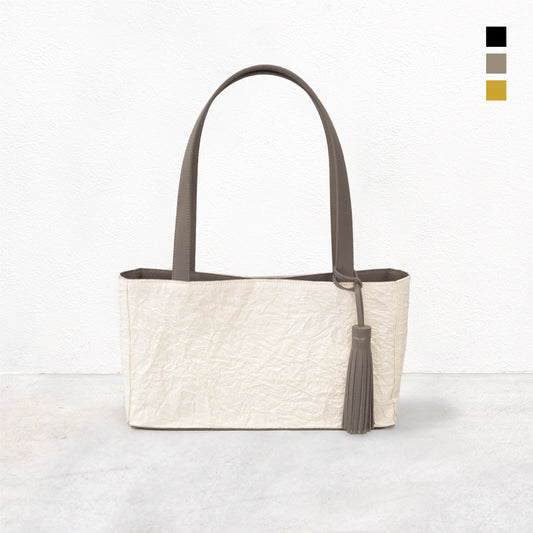 Tote Bag [Small Wide] Japanese Washi paper with Italian cow leather