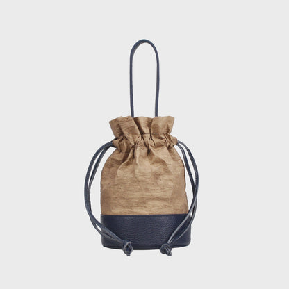 Kanade － 奏 － （Mini Drawstring Bucket Bag / 柿渋染め和紙）