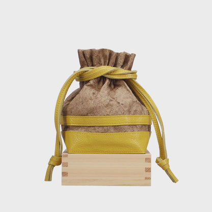 Yorokobi － 慶 －（ Masu Drawstring Bag / 柿渋染め和紙 ) - Regular -